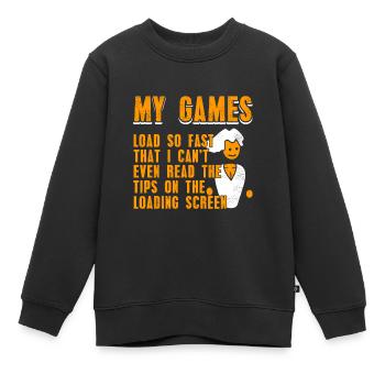My games load PC Master Races so quickly - Kids Premium Organic Sweatshirt - black - Front - AI Model Kid Female (0cm)