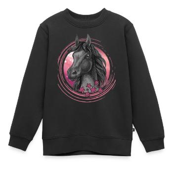 Pferd Sterne funkeln - Kinder Premium Organic Sweatshirt - Schwarz - Vorne - AI Model Kid Female (0cm)