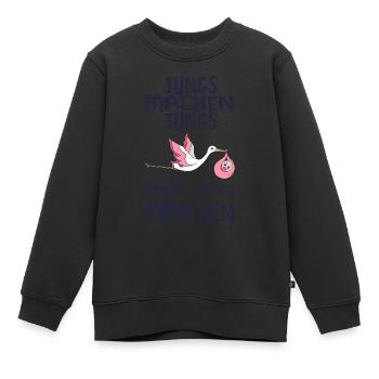 Jungs machen Jungs Männer machen Mädchen Werdender - Kinder Premium Organic Sweatshirt - Schwarz - Vorne - AI Model Kid Female (0cm)