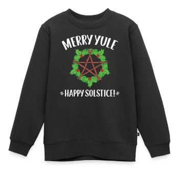 Wiccan Merry Yule Winter Solstice print - Sweat Premium enfant bio - noir - Devant - AI Model Kid Female (0cm)