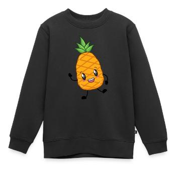 Ananas - Kinder Premium Organic Sweatshirt - Schwarz - Vorne - AI Model Kid Female (0cm)