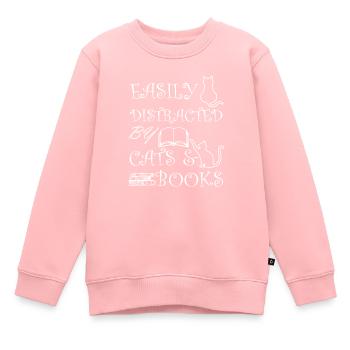 Easily Distracted by Cats and Books Cat Book Lover - Kids Premium Organic Sweatshirt - rose - Front - AI Model Kid Female (0cm)