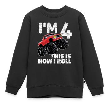 4. Geburtstag Monstertruck 4 Jahre Junge Geschenk - Kinder Premium Organic Sweatshirt - Schwarz - Vorne - AI Model Kid Female (0cm)