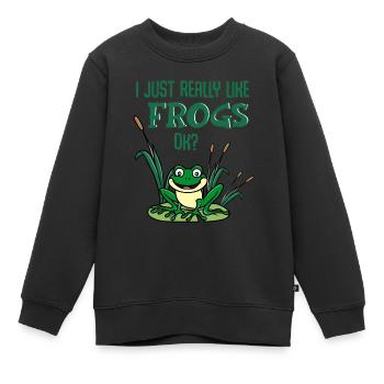 Ich Mag Frösche Ok Lustiges Frosch Spruch Geschenk - Kinder Premium Organic Sweatshirt - Schwarz - Vorne - AI Model Kid Female (0cm)