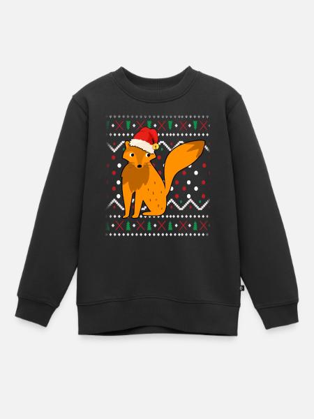 Fuchs Ugly Christmas - Kinder Premium Organic Sweatshirt - Schwarz