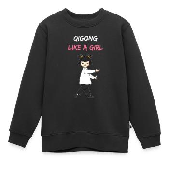 Qigong Girl Mädchen Qi-Gong Fan - Kinder Premium Organic Sweatshirt - Schwarz - Vorne - AI Model Kid Female (0cm)