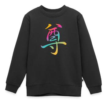 "Respect" - Icône de caractères chinois Kanji - Sweat Premium enfant bio - noir - Devant - AI Model Kid Female (0cm)
