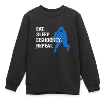 Eat Sleep Eishockey Repeat Eissport Eishockey - Kinder Premium Organic Sweatshirt - Schwarz - Vorne - AI Model Kid Female (0cm)