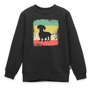 Cadeau rétro de teckel de teckel de teckel de teckel - Sweat Premium enfant bio - noir - Devant - AI Model Kid Female (0cm)