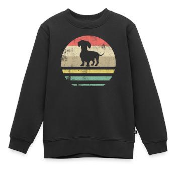 Cadeau rétro de teckel de teckel de teckel de teckel - Sweat Premium enfant bio - noir - Devant - AI Model Kid Female (0cm)