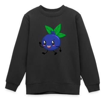 Heidelbeere Blaubeere - Kinder Premium Organic Sweatshirt - Schwarz - Vorne - AI Model Kid Female (0cm)