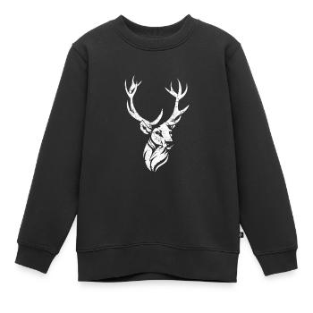 Hirsch Wald Hirschgeweih Wälder Schwarzwald - Kinder Premium Organic Sweatshirt - Schwarz - Vorne - AI Model Kid Female (0cm)