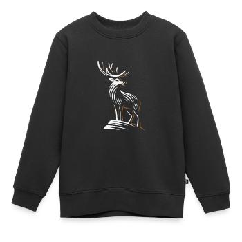 Hirsch Schwarzwald Hirschgeweih - Kinder Premium Organic Sweatshirt - Schwarz - Vorne - AI Model Kid Female (0cm)