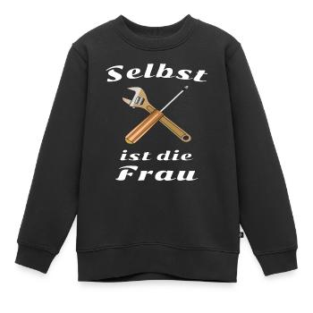 SELBST IST DIE FRAU - Kinder Premium Organic Sweatshirt - Schwarz - Vorne - AI Model Kid Female (0cm)