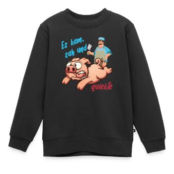 Schwein Metzger Es kam sah und quiekte Schlachten - Kinder Premium Organic Sweatshirt - Schwarz - Vorne - AI Model Kid Female (0cm)