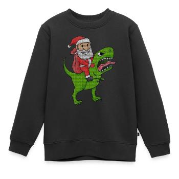Weihnachten Dinosaurier Ugly Christmas Effekt - Kinder Premium Organic Sweatshirt - Schwarz - Vorne - AI Model Kid Female (0cm)