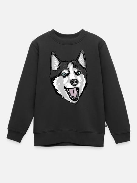 Husky drôle - Sweat Premium enfant bio - noir
