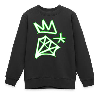 Diamant vert - Sweat Premium enfant bio - noir - Devant - AI Model Kid Female (0cm)