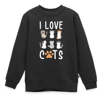J'aime les chats j'aime les chats - Sweat Premium enfant bio - noir - Devant - AI Model Kid Female (0cm)