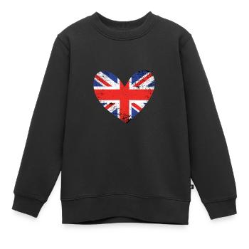Großbritannien Herz - Kinder Premium Organic Sweatshirt - Schwarz - Vorne - AI Model Kid Female (0cm)