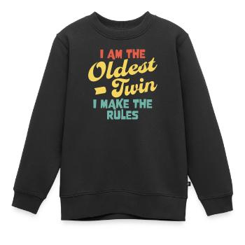 Oldest Twin - Twins Funny Matching Older Twin - Kinder Premium Organic Sweatshirt - Schwarz - Vorne - AI Model Kid Female (0cm)