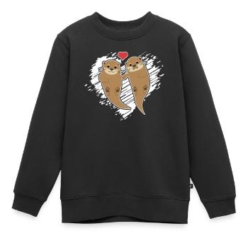 Otter Otter verliebt - Kinder Premium Organic Sweatshirt - Schwarz - Vorne - AI Model Kid Female (0cm)