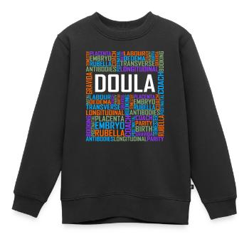 Mots de Doula - Sweat Premium enfant bio - noir - Devant - AI Model Kid Female (0cm)