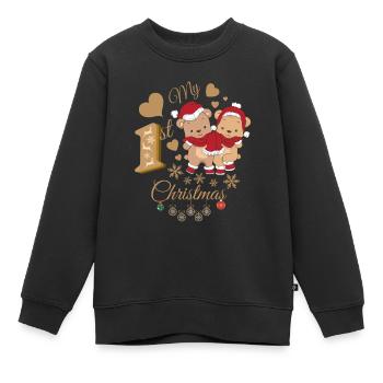 Le premier Noël de bébé - Sweat Premium enfant bio - noir - Devant - AI Model Kid Female (0cm)