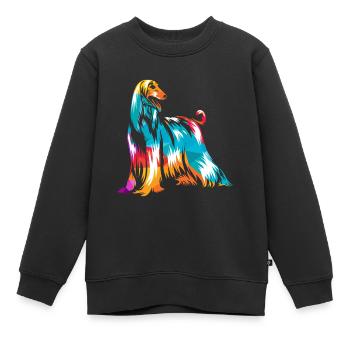 Lévriers - Sweat Premium enfant bio - noir - Devant - AI Model Kid Female (0cm)