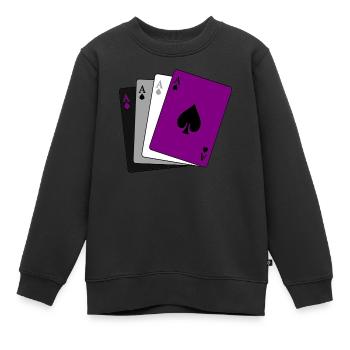 Asexualität LGBTQIA Asexuelle Karten Ich habe ein Ass - Kinder Premium Organic Sweatshirt - Schwarz - Vorne - AI Model Kid Female (0cm)