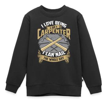 Zimmermann Carpenter Nägel Meister Holz Arbeit - Kinder Premium Organic Sweatshirt - Schwarz - Vorne - AI Model Kid Female (0cm)
