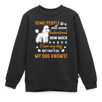 Caniche J'aime mon caniche - Sweat Premium enfant bio - noir - Devant - AI Model Kid Female (0cm)