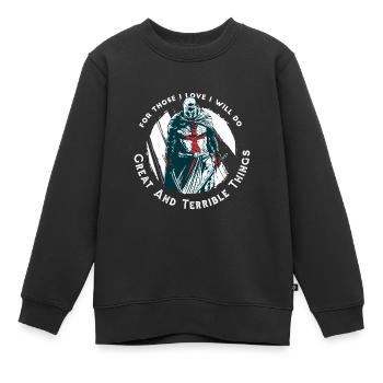 Ritter Tempelritter Vintage Retro T-Shirt - Kinder Premium Organic Sweatshirt - Schwarz - Vorne - AI Model Kid Female (0cm)
