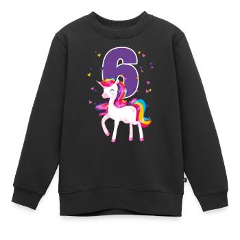 6th birthday girl unicorn 6 years gift - Kids Premium Organic Sweatshirt - black - Front - AI Model Kid Female (0cm)