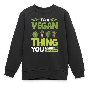Vegan Veganer - Kinder Premium Organic Sweatshirt - Schwarz - Vorne - AI Model Kid Female (0cm)