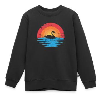 Cygnes animaliers - Sweat Premium enfant bio - noir - Devant - AI Model Kid Female (0cm)