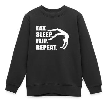 Eat Sleep Flip Repeat Gymnastique Gymnastique - Sweat Premium enfant bio - noir - Devant - AI Model Kid Female (0cm)