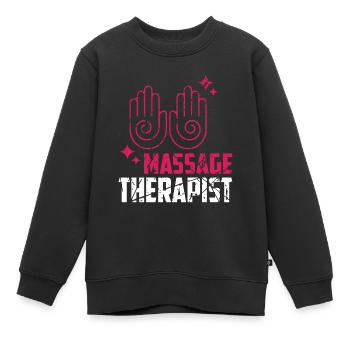 Massothérapie avec les mains - Sweat Premium enfant bio - noir - Devant - AI Model Kid Female (0cm)