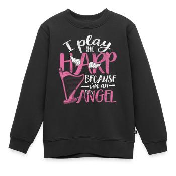 Harfe - Kinder Premium Organic Sweatshirt - Schwarz - Vorne - AI Model Kid Female (0cm)