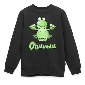 Ohmmm, Yoga, Schneidersitz, meditierender Frosch - Kinder Premium Organic Sweatshirt - Schwarz - Vorne - AI Model Kid Female (0cm)