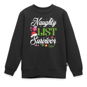 Weihnachten Naughty List Survivor - Kinder Premium Organic Sweatshirt - Schwarz - Vorne - AI Model Kid Female (0cm)