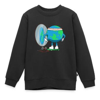 Lustige Diät Weltkugel Fitness Flache Erde - Kinder Premium Organic Sweatshirt - Schwarz - Vorne - AI Model Kid Female (0cm)
