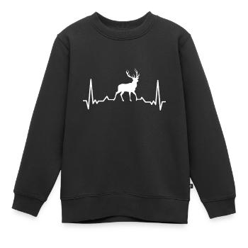 Cerf battement de coeur forêt forêt cerf renne bois - Sweat Premium enfant bio - noir - Devant - AI Model Kid Female (0cm)