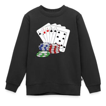 Poker Pokerkarten pokern Pokerface Kartenspiel - Kinder Premium Organic Sweatshirt - Schwarz - Vorne - AI Model Kid Female (0cm)