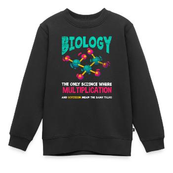 Biologie Multiplikation Spruch - Kinder Premium Organic Sweatshirt - Schwarz - Vorne - AI Model Kid Female (0cm)