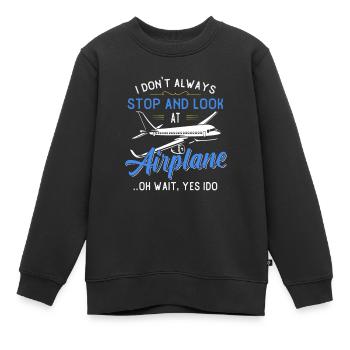 Flieger Flugzeug Landebahn Geschenk fliegen - Kinder Premium Organic Sweatshirt - Schwarz - Vorne - AI Model Kid Female (0cm)