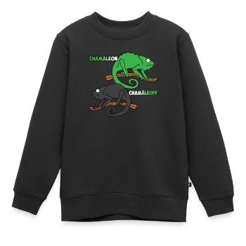 Chamäleon Chameleoff Eidechse Lustig Reptilien - Kinder Premium Organic Sweatshirt - Schwarz - Vorne - AI Model Kid Female (0cm)