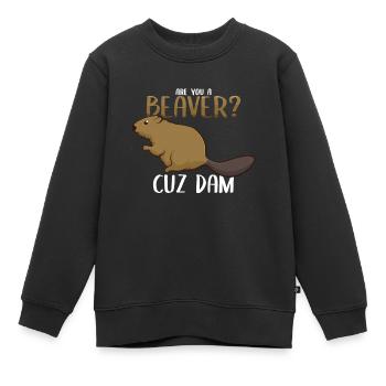 Bist du ein Biber? - Kinder Premium Organic Sweatshirt - Schwarz - Vorne - AI Model Kid Female (0cm)