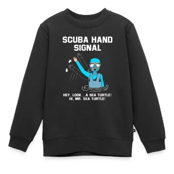 Plongeur Main Signe Scuba Diving - Sweat Premium enfant bio - noir - Devant - AI Model Kid Female (0cm)