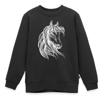 Beauty Pferdekopf schönes Motiv & Hingucker - Kinder Premium Organic Sweatshirt - Schwarz - Vorne - AI Model Kid Female (0cm)
